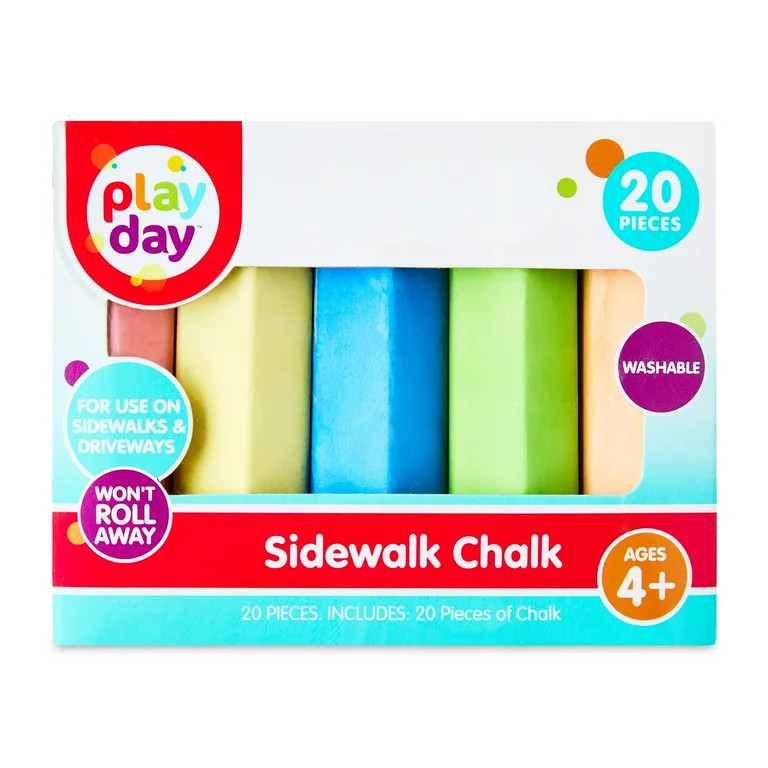 Play Day Multicolor Sidewalk Chalk, 20 Count, Outdoor Fun for Kids | Walmart (US)