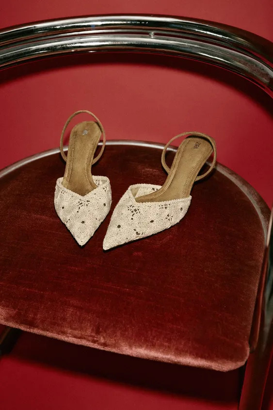 EMBROIDERED SLINGBACK HEELS | Zara US