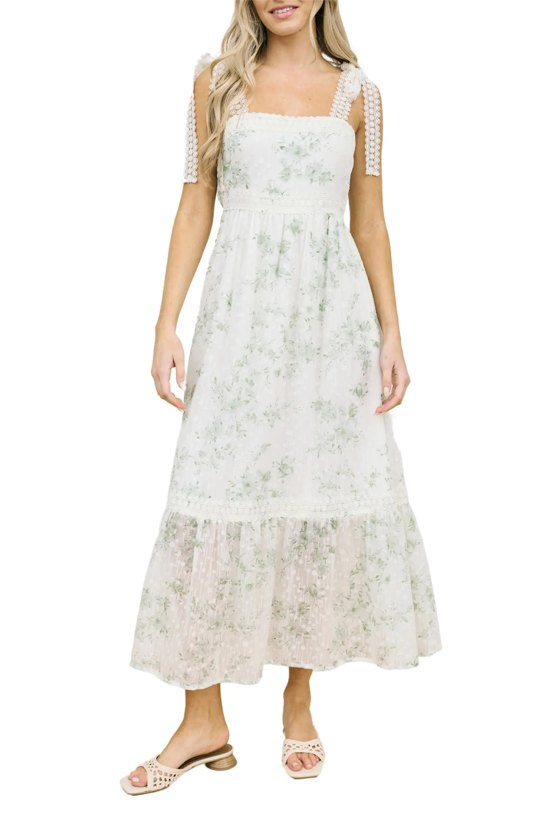 Floral Tie Strap Empire Waist Maxi Dress | Nordstrom Rack