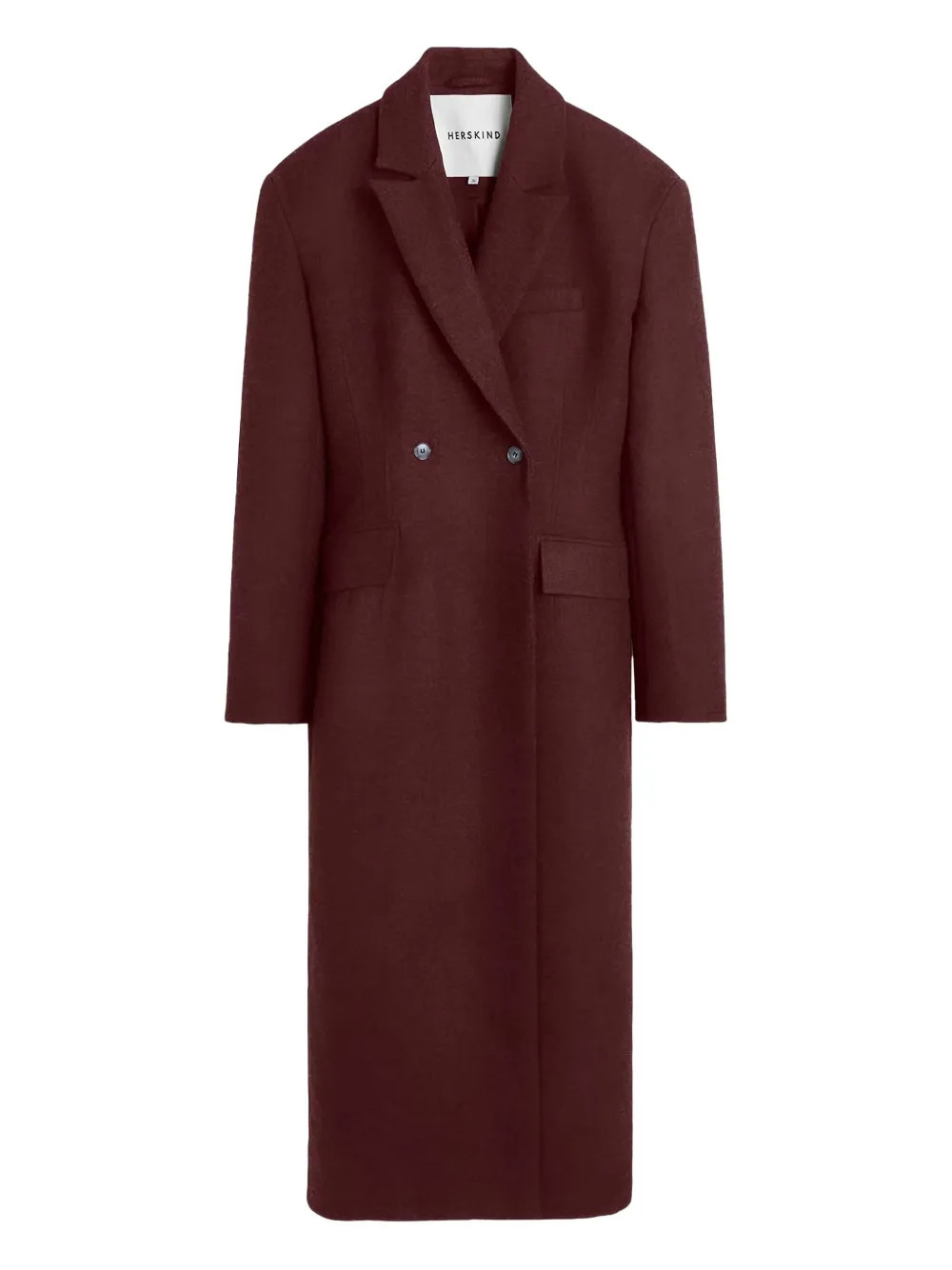 HERSKIND padded-shoulder double-breasted Coat | Red | FARFETCH SK | Farfetch Global
