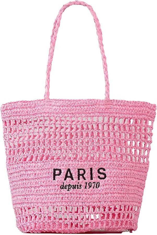 Straw Bag for Women Summer Trendy Foldable Mesh Crochet Tote Bag Straw Beach Purses and Handbags ... | Amazon (US)