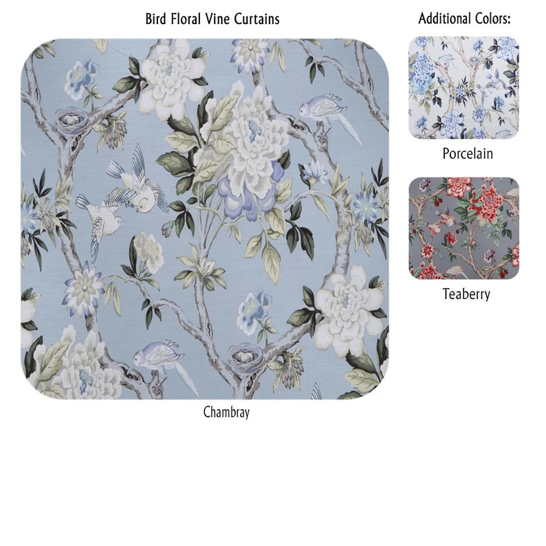 Bird Floral Vine Curtains - Etsy | Etsy (US)