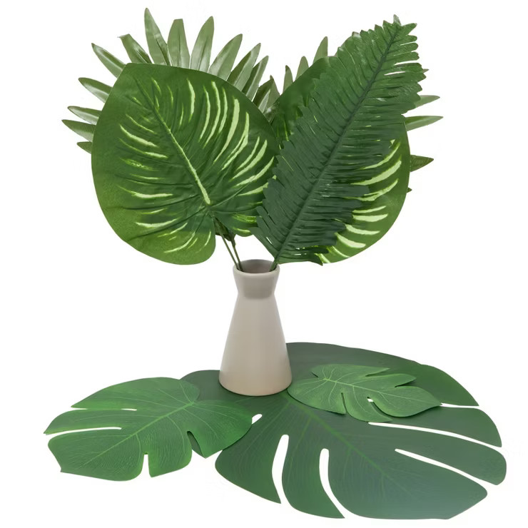 Okuna Outpost 90 Piece Artificial Palm Leaves, Tropical Party Decorations (6 Assorted Style) | Target