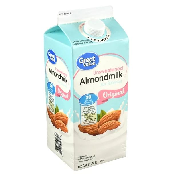 Great Value Original Unsweetened Almond Milk, Half Gallon, 64 fl oz - Walmart.com | Walmart (US)