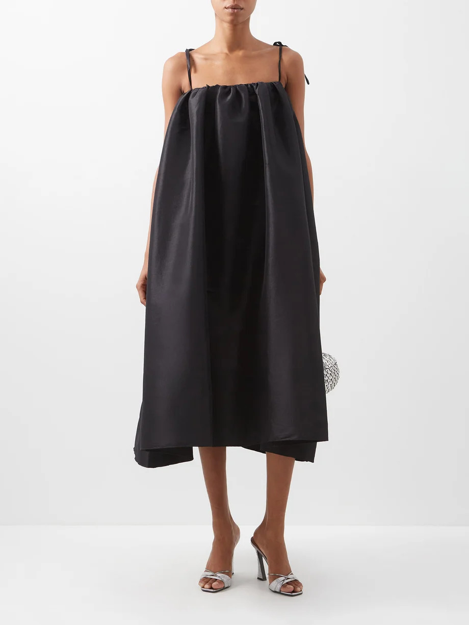 Luisa tie-shoulder silk-blend taffeta midi dress | Kika Vargas | Matches (US)
