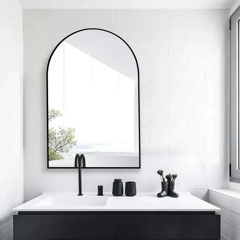 GLSLAND Wall Mounted Mirror, 26" x 38" Arch Bathroom Mirror for Wall, Vanity Mirror for Bedroom, ... | Walmart (US)