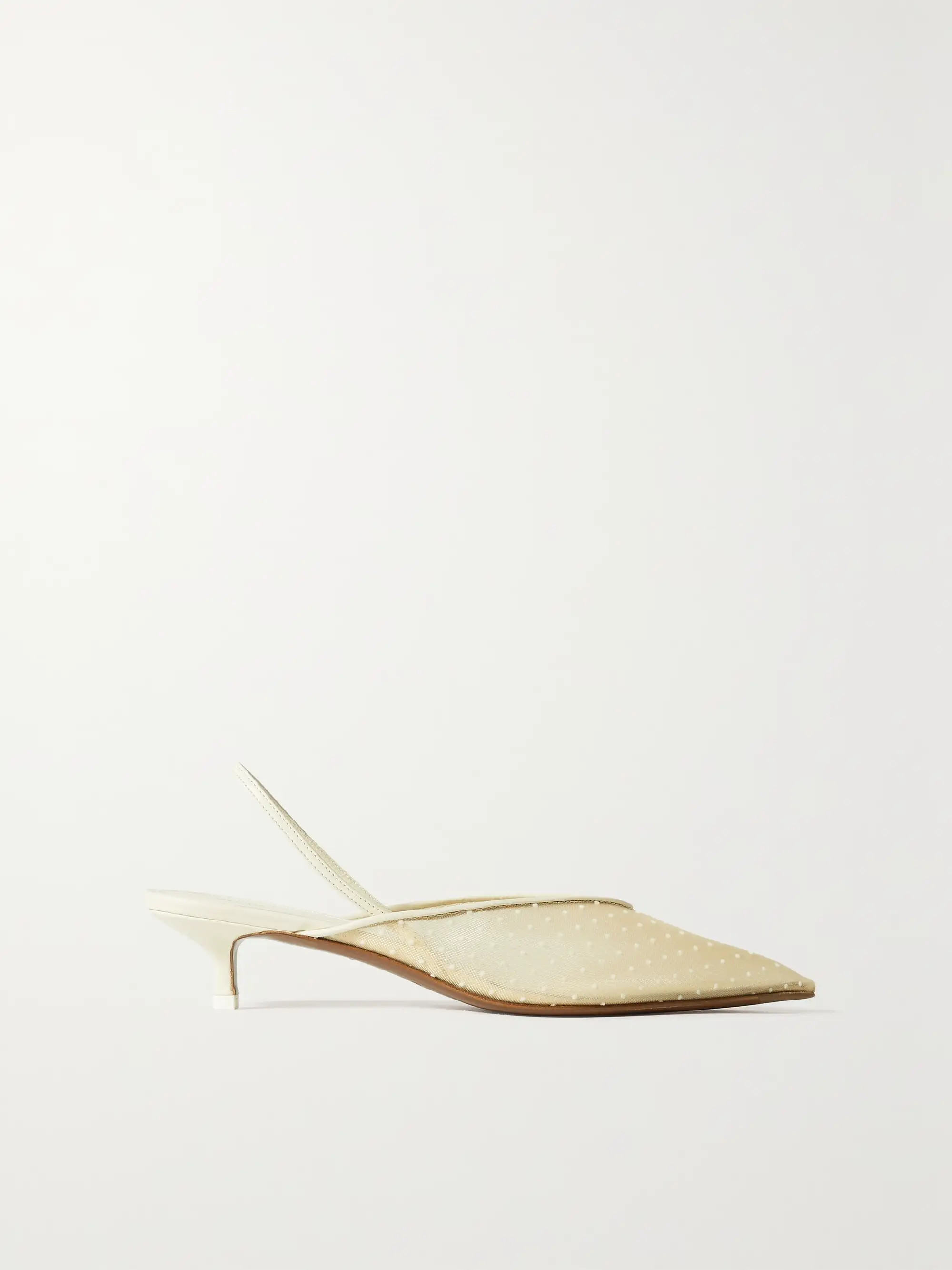 Irena leather-trimmed polka-dot mesh slingback pumps | NET-A-PORTER (US)