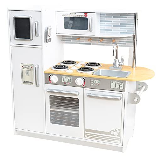 Amazon.com: KidKraft Uptown White Wooden Play Kitchen with Play Phone, Chalkboard & Towel Rack, G... | Amazon (US)
