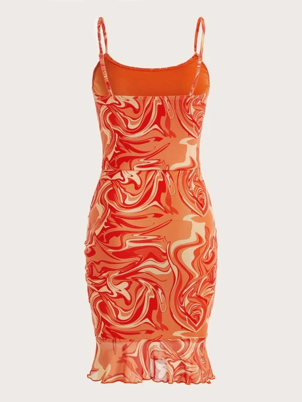 SHEIN ICON Marble Print Drawstring Ruched Bodycon Dress | SHEIN