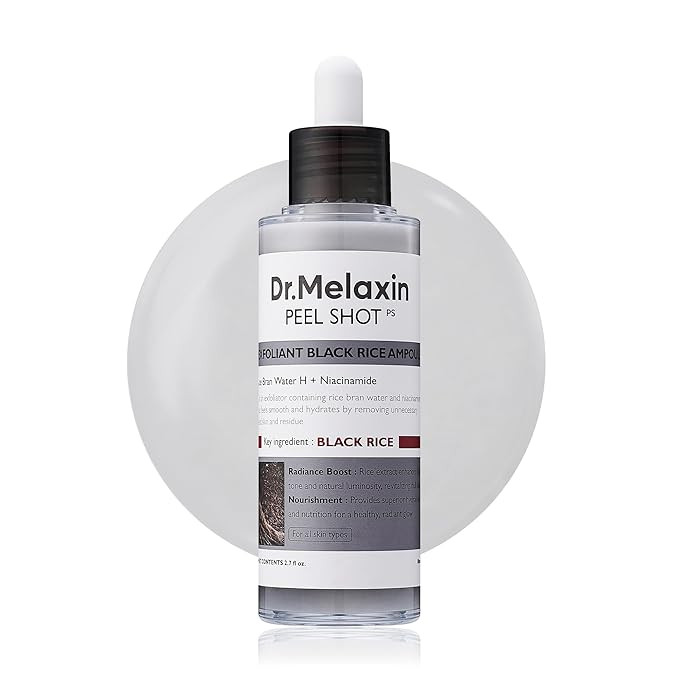 Dr.Melaxin Peel Shot Glow Black Rice Peeling Ampoule 80ml Daily Soft Exfoliating Face and Body Sc... | Amazon (US)