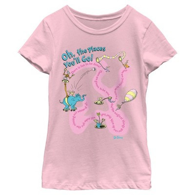 Girl's Dr. Seuss Oh the Places You'll Go Quotes T-Shirt - Light Pink - Medium | Target