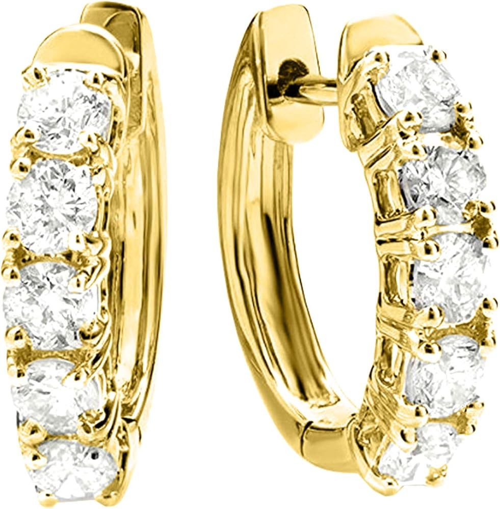 1-5 Carat Huggies Hoop Diamond Earrings 14K Gold Value Collection | Amazon (US)