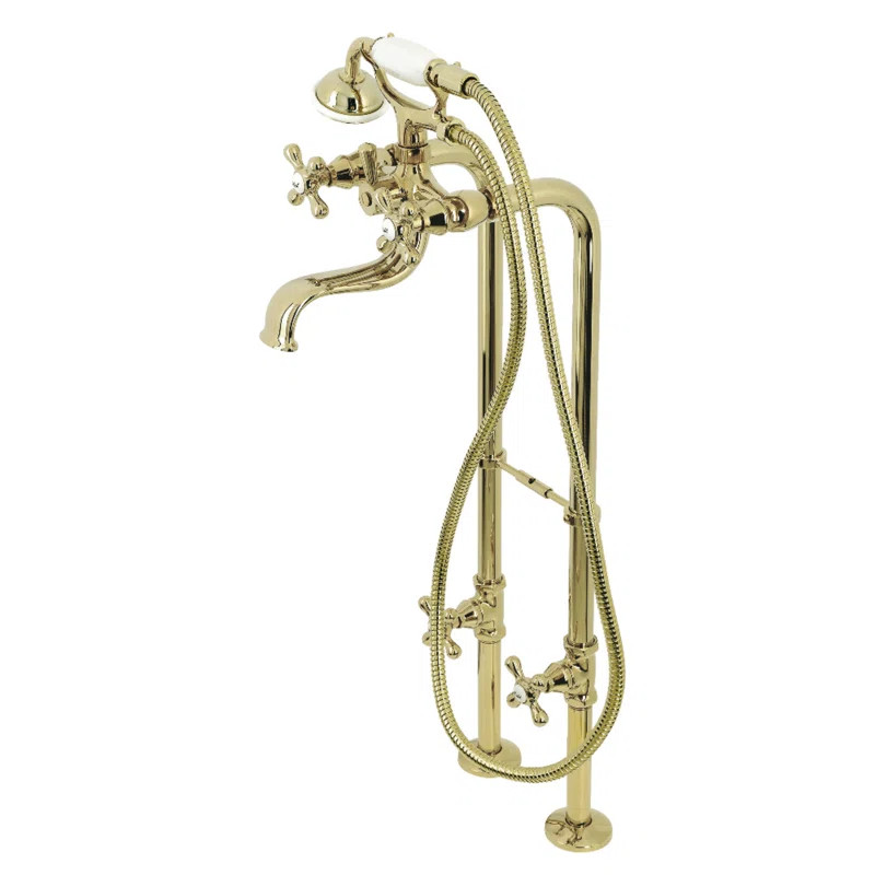 Kingston 3 Floor Mounted Clawfoot Tub Faucet with Hand Shower | Wayfair North America