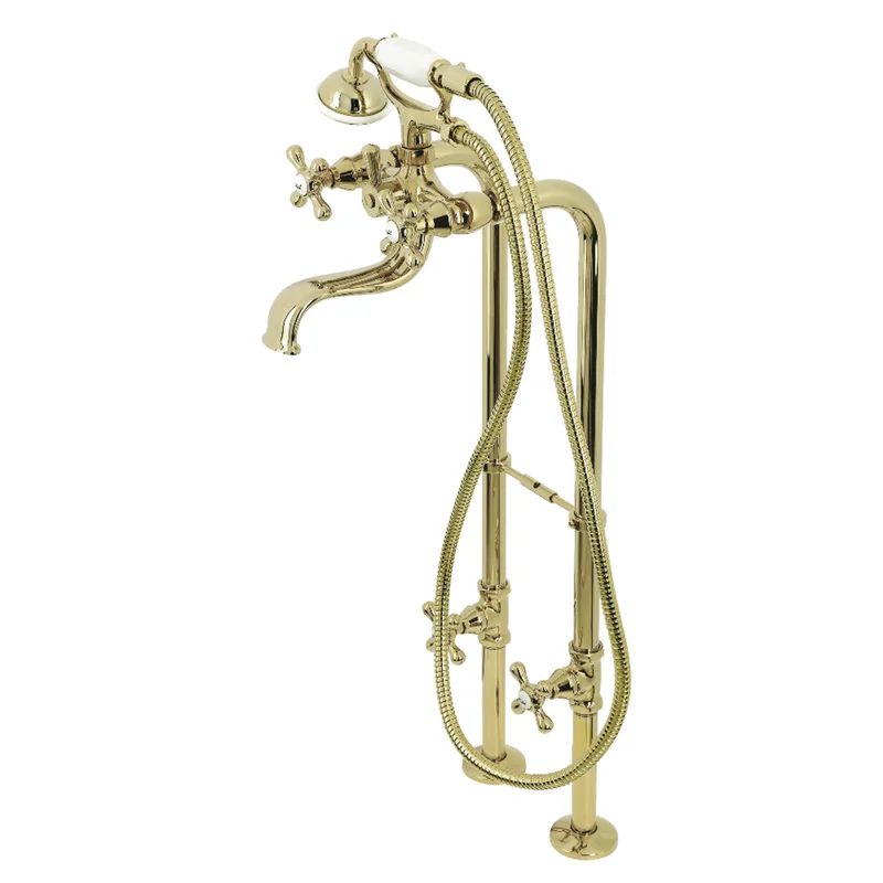 Kingston 3 Floor Mounted Clawfoot Tub Faucet with Hand Shower | Wayfair North America