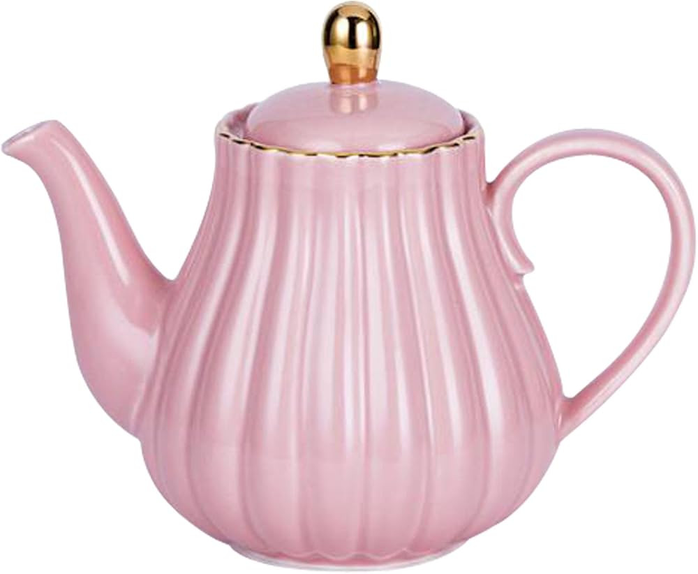 Jusalpha Pink Porcelain Teapot, Ceramic Teapot with Removable Stainless Steel Infuser, Blooming &... | Amazon (US)