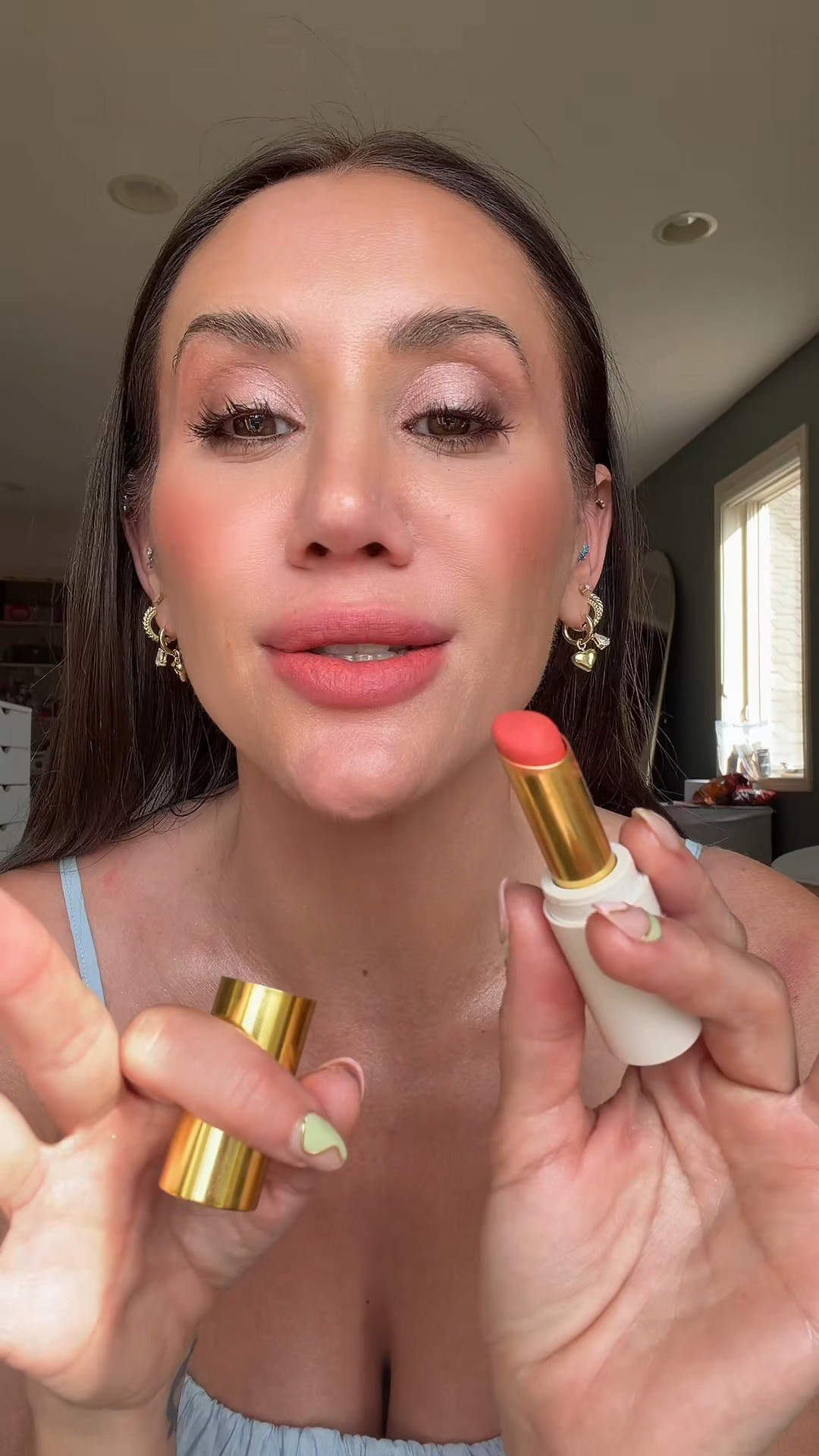 If matte lipsticks usually make your lips look dry, this is different. The Bisou Balm in Guimauve gives that soft, blurred matte look while still feeling hydrating, and it smooths over lip lines instead of emphasizing them. Such a pretty shade for spring makeup. #lipstick #springmakeup #lipbalm

#LTKBeauty