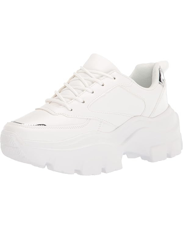 LUCKY STEP Women Chunky Platform Dad Colorblock White Neon Green Fuchsia Hologram Silver Casual L... | Amazon (US)