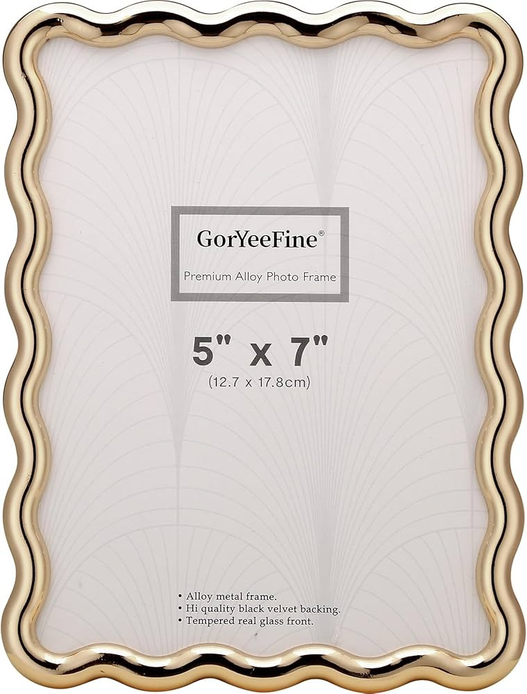 5 x 7'' Heavy Duty Alloy Gold Photo Frame with Wave Design - Modern Glamour 6x4'' Gold Picture Fr... | Amazon (US)