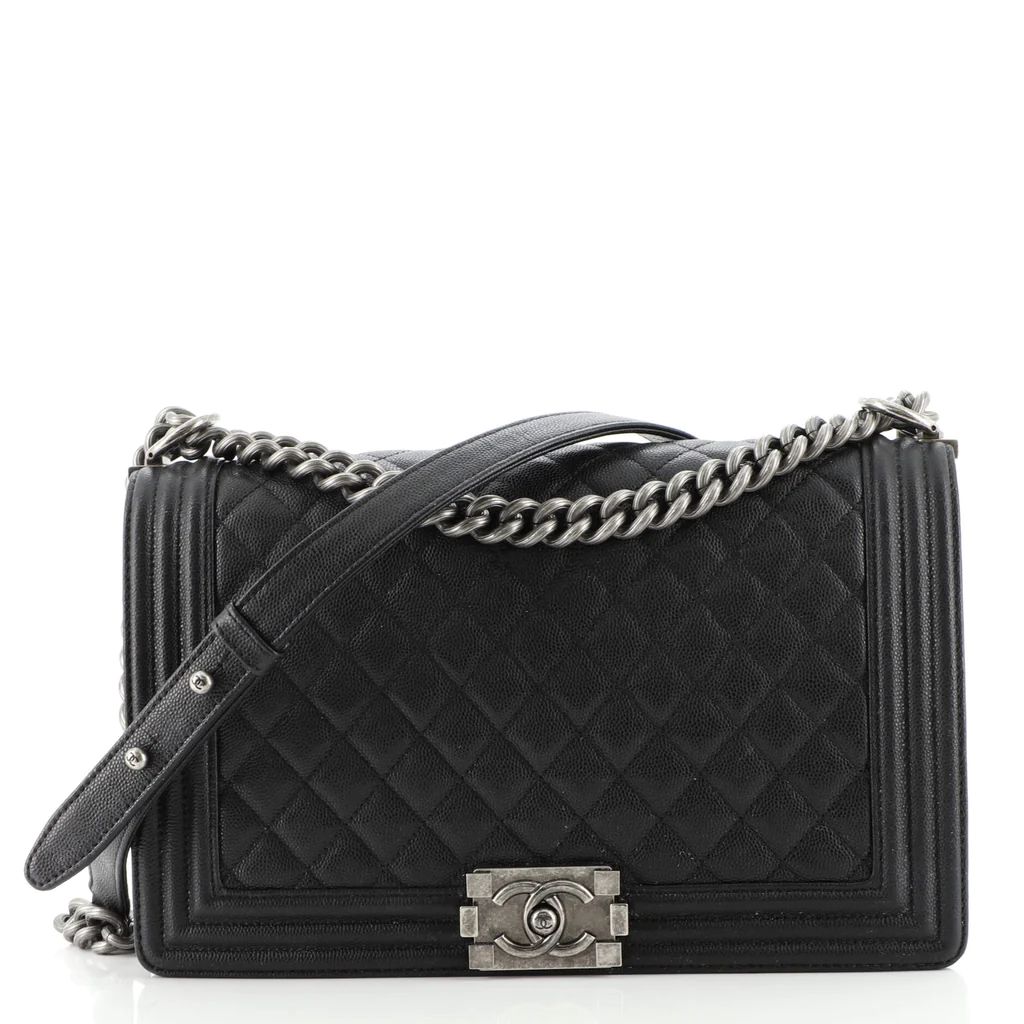 Chanel Boy Flap Bag Quilted Caviar New Medium Black 1525611 | Rebag