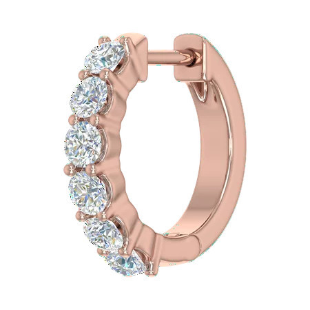 0.37 Carat Diamond Hoop Huggies Earring in 14K Rose Gold (Singel Piece) (SI1-SI2 Clarity) | Walmart (US)