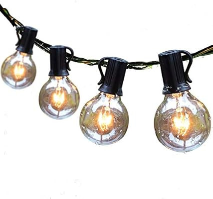 Guddl Outdoor String Lights 25ft Patio Lights with 27 G40 Bulbs (2 Spare) Connectable Globe Strin... | Amazon (US)