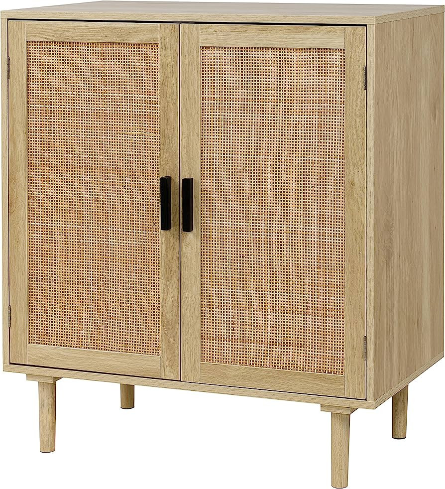 Finnhomy Sideboard Buffet Cabinet, Kitchen Storage Cabinet with Rattan Decorated Doors, Liquor Ca... | Amazon (US)