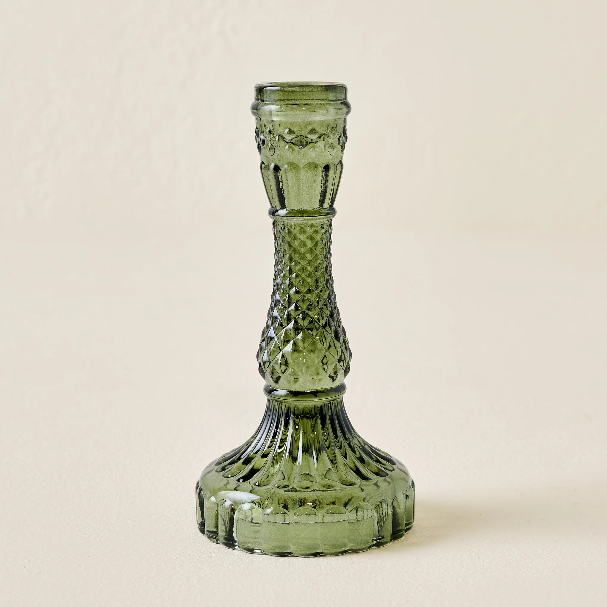 Antique Green Glass Taper Holder | Magnolia