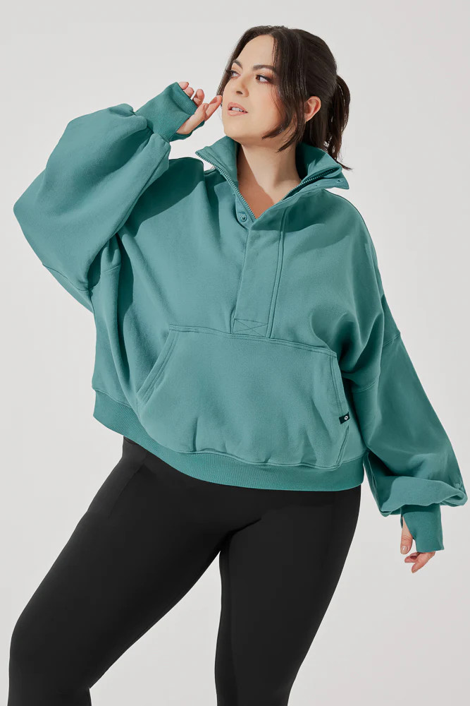 Ooey Gooey Half Zip Sweater - Turquoise | POPFLEX