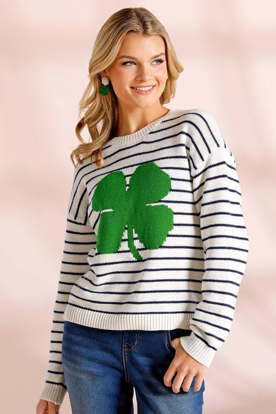 Lucky Clover Stripe Sweater | Cato Fashions