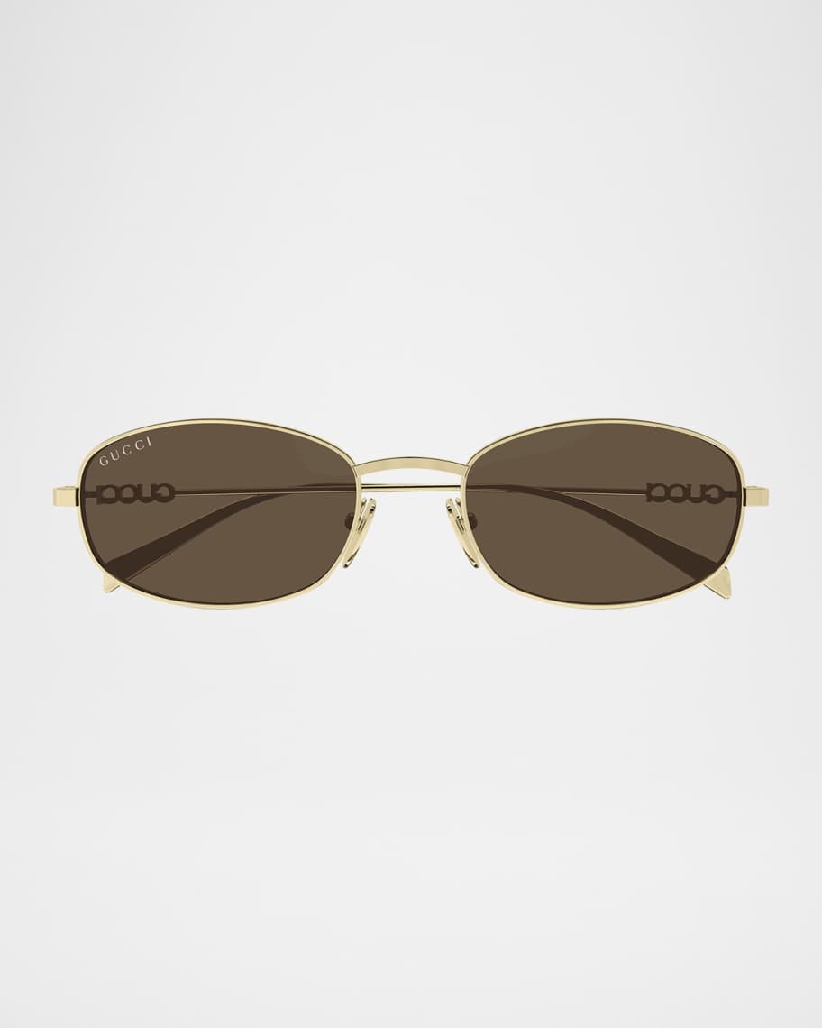 Gucci Gucci Block 54mm Metal Oval Sunglasses | Neiman Marcus