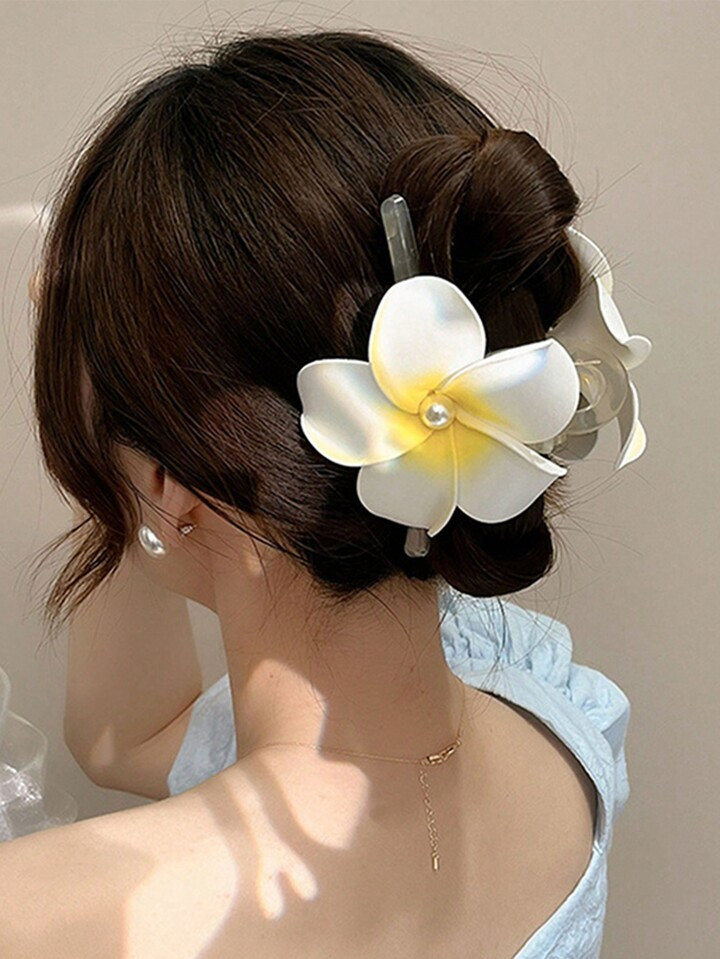 1pc One Pearl Sunflower Hair Claw, Beach Vacation Style Hair Accessory, Suitable For Daily Use | SHEIN