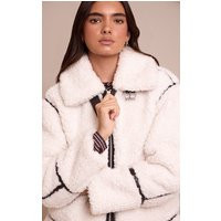 Cream Borg Panel Detail Aviator | PrettyLittleThing US