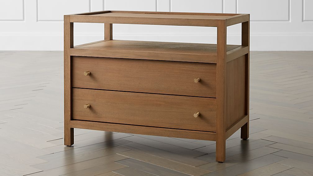 Keane Wenge Solid Wood Charging Nightstand + Reviews | Crate and Barrel | Crate & Barrel