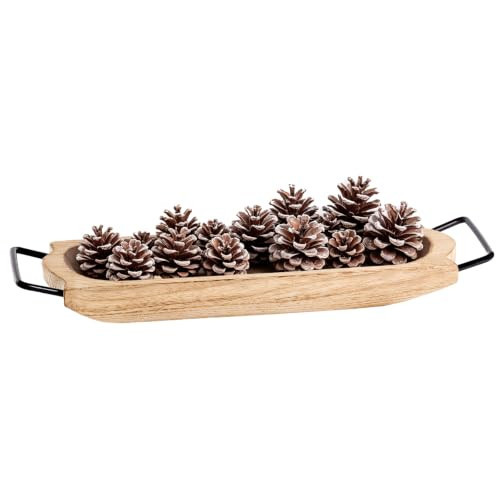 DN DECONATION Wood Dough Bowl with Metal Handles, Tray for Coffee Table | Amazon (US)