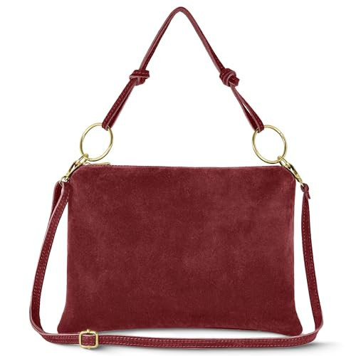 TAKEASY Women's Burgundy Medium Rectangular Suede Shoulder Handbag | Amazon (US)