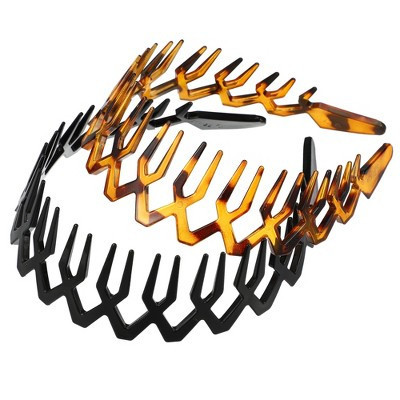 Unique Bargains Women's Plastic Shark Teeth Wave Headbands Black Amber 4.72"x1.57" 2 Pcs | Target