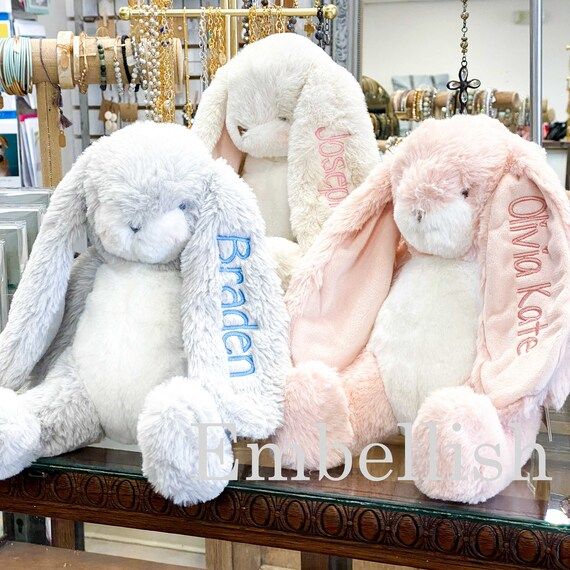 Monogrammed Bunny|Personalized Bunny Rabbit,Personalized Baby Gift|Personalized Stuffed Animal, P... | Etsy (US)