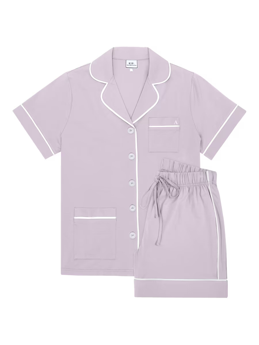 KIP. Monogrammed Luxe Stretch Cotton Collection Short Pajama Set | Saks Fifth Avenue | Saks Fifth Avenue