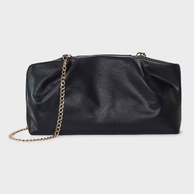 Slouchy Clutch with Chain Crossbody - A New Day™ Black: Magnetic Closure, Detachable Strap, Shell | Target