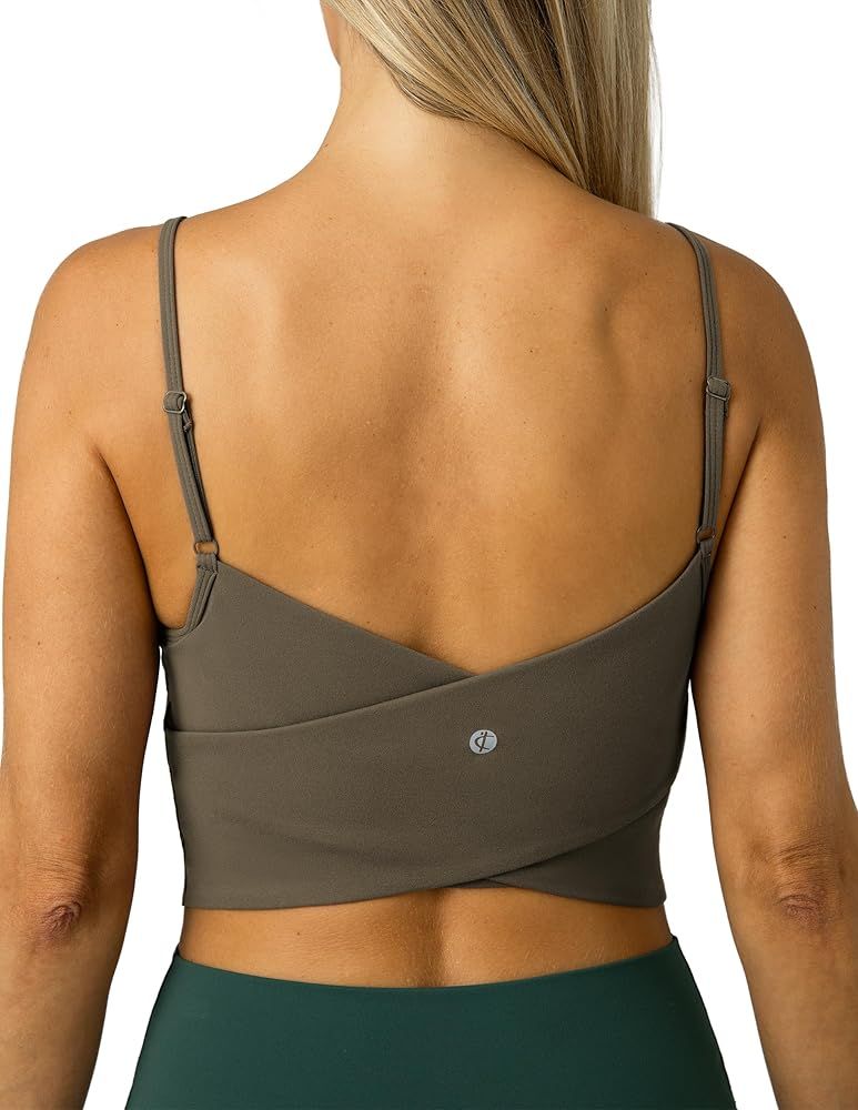 Colorfulkoala Women's Dreamlux Crop Tank Tops with Built in Bra Adjustable Spaghetti Strap Workou... | Amazon (US)