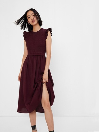 Smocked Open Back Midi Dress | Gap (US)