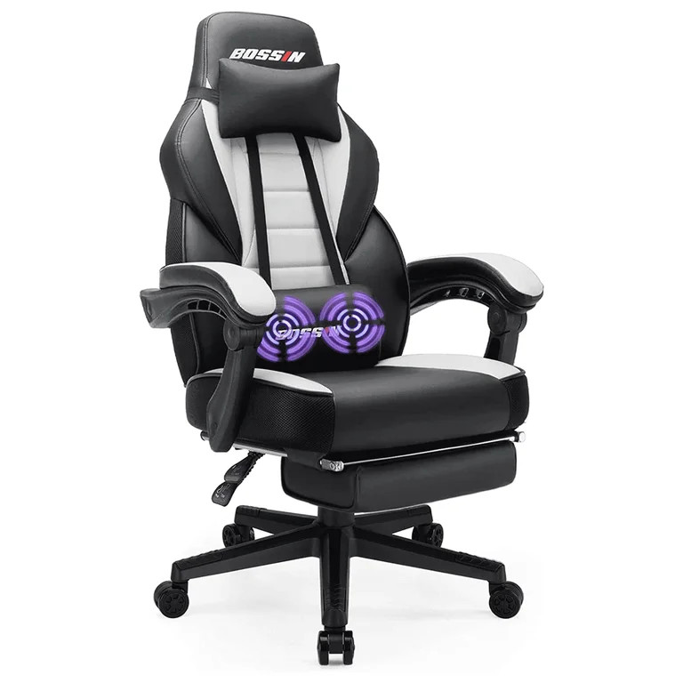 Bossin Gaming Chairs with Footrest, Massage Leather Game Chair for Adults, Big and Tall Gamer Cha... | Walmart (US)