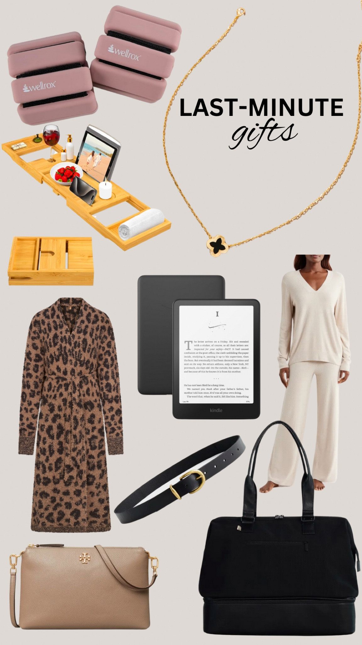 LAST MINUTE GIFTS! Shop now to get by Christmas. Bath tray. Clover necklace. Soft robe. Barefoot dreams loungewear. Kindle. Madewell belt. Beis Weekender. Tory Burch crossbody  

#LTKHoliday #LTKSeasonal #LTKGiftGuide