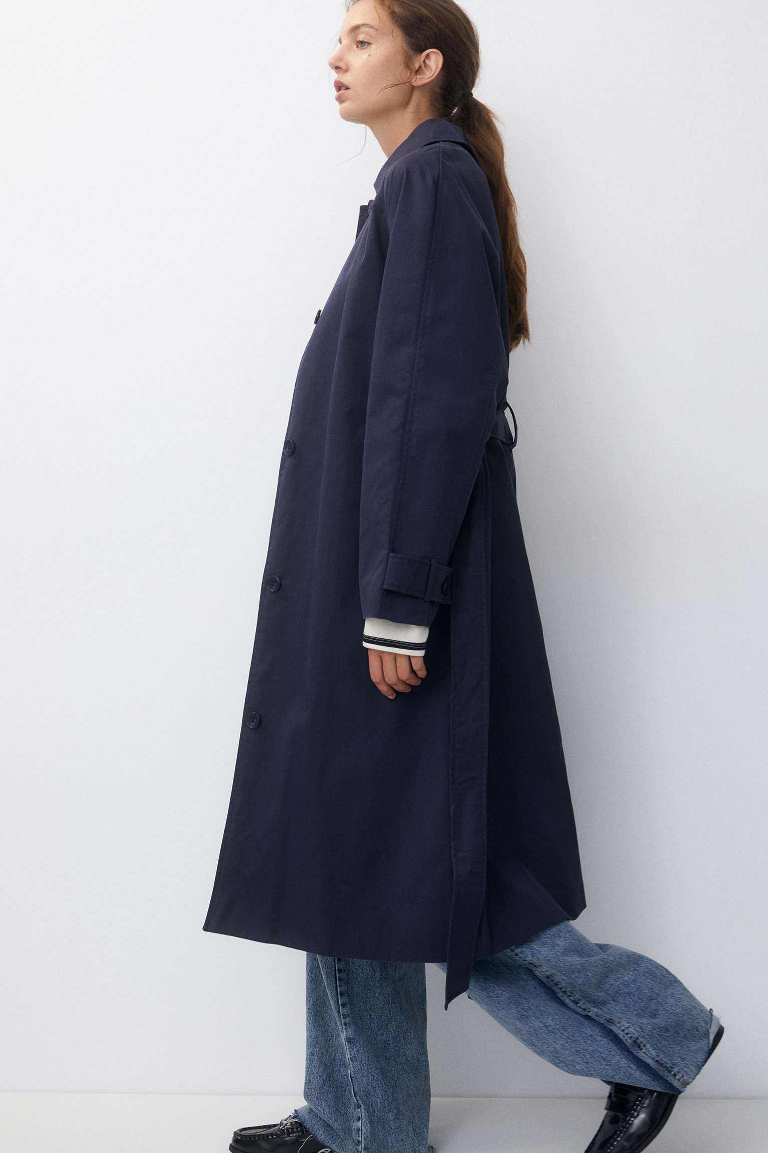 Long belted trench coat | PULL and BEAR UK