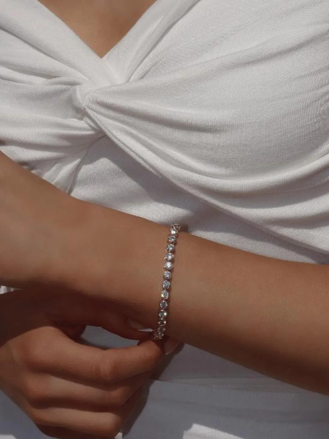 SERENA Tennis Bracelet 14K Gold Plated CZ Sparkly - Etsy UK | Etsy (US)