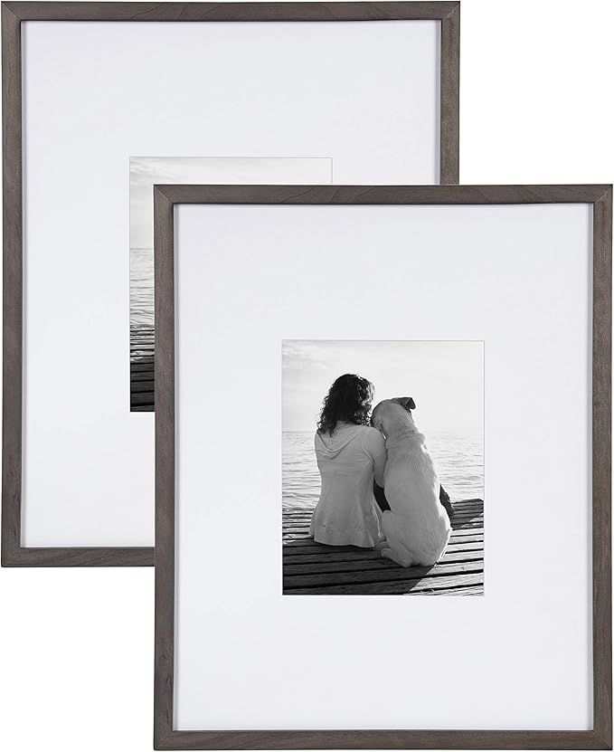 DesignOvation Gallery 16x20 matted to 8x10 Wood Picture Frame, Set of 2, Gray, 2 Count | Amazon (US)