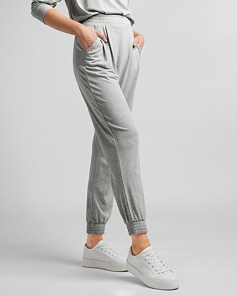 Super High Waisted Silky Sueded Jersey Joggers | Express