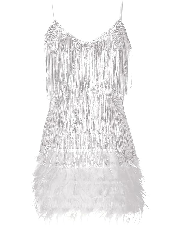 Women's Sequin Cocktail Dresses 1920s Flapper Dress Gatsby Fringe Mini Dresses Feather Prom Party... | Amazon (US)