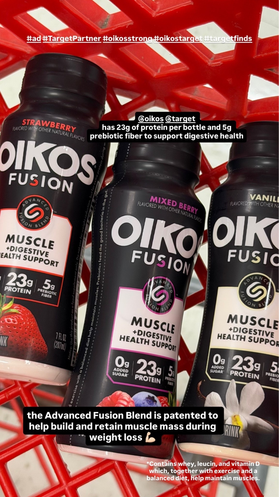 #ad Came for my @oikos but went a little rogue on the way because, it wouldn’t be a @target experience otherwise! 

I had to stock up on my current favorite way to get in my protein with Oikos Fusion that has 23g of complete protein, plus 5g of prebiotic fiber to support digestive health. The Advanced Fusion Blend is patented to help build and retain muscle mass during your fitness journey. Plus, there’s no artifical sweetener and 0g of added sugar.

I’ve linked my entire haul on my @shop.ltk  #TargetPartner #oikosstrong #oikostarget #targetfinds

*Contains whey, leucin, and vitamin D which, together with exercise and a balanced diet, help maintain muscles.