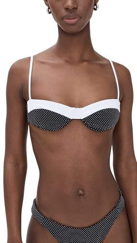Onia Women's Standard Brigitte Bikini TOP, Black/White-Large | Amazon (US)